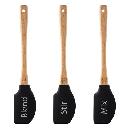 MasterChef Spatula Set Silicone, Wood Black, Light Brown, White 25 cm