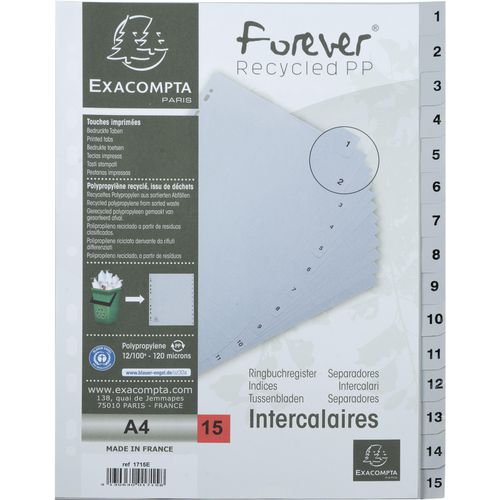 Exacompta Index Tabs A4+ Grey 1 to 15