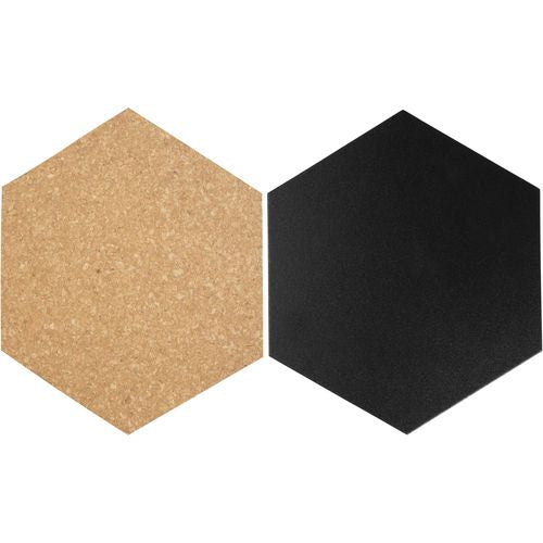 Securit Hexagon Chalkboard Wall Mounted 20 (W) x 2 (D) x 23 (H) cm Black, Brown Pack of 7