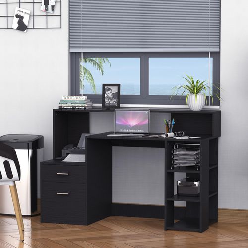 HOMCOM Desk with Shelves x 1370 x 550 mm Black