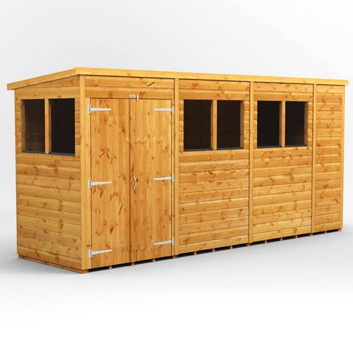 Power Garden Shed 144PPDD Golden Brown 14x4