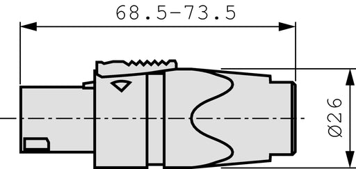 Neutrik 4 pole cable connector, chuck type strain relief, dark grey bushing