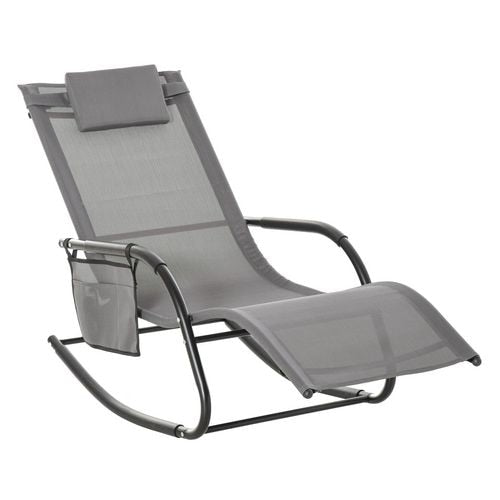 OutSunny Rocking Chair 84A-160V70CG Metal, Breathable Mesh Black, Grey