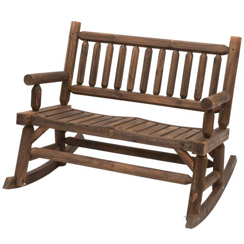 OutSunny Rocking Bench 84A-133 Fir Wood Carbonized