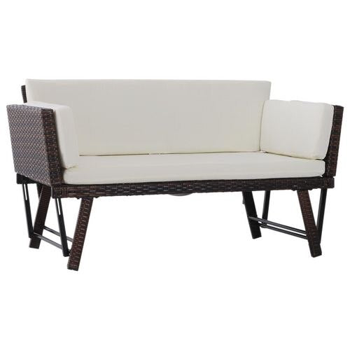 OutSunny Rattan Sofa 860-049V70 Steel, Rattan, Polyester Brown, Cream White