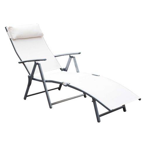 OutSunny Lounger 84B-184CW Steel, Textilene Cream White