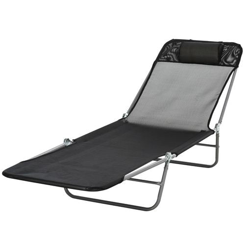 OutSunny Lounge Chair 01-0336 Textilene, Steel Black