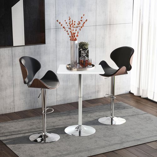 HOMCOM Square Height Adjustable Bar Table with Metal Base White 600 x 92 x 920 mm