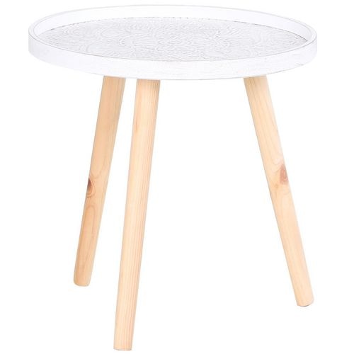 HOMCOM Flower Side Table with Saucer Top White 400 x 40.5 x 405 mm