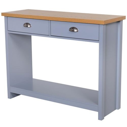 HOMCOM Rustic Console Table with 2 Drawers Grey 970 x 75 x 750 mm