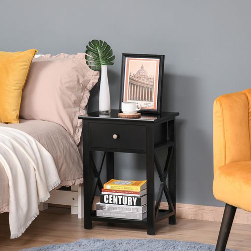 HOMCOM Traditional Accent Table With 1 Drawer Black 400 x 300 x 550 mm