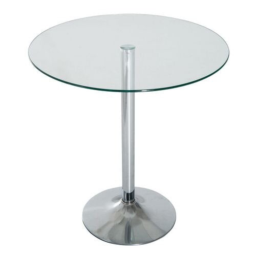 HOMCOM Round Table Bar with Black Tempered Glass Top 700 x 74.5 x 745 mm