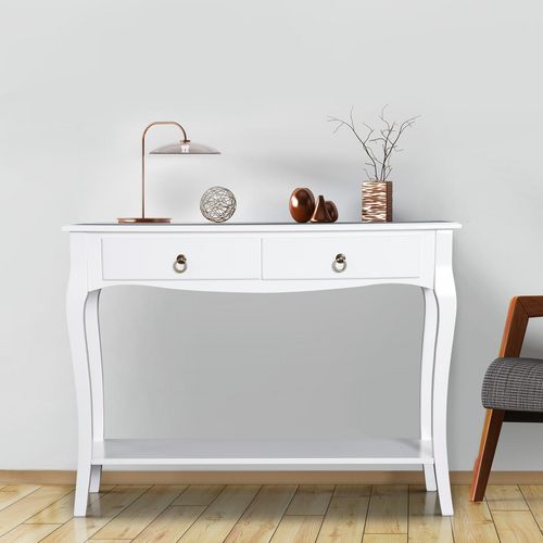 HOMCOM Console Table with Storage Shelves Ivory White 1,000 x 330 x 750 mm