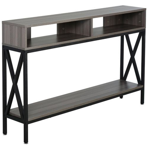 HOMCOM Table with 3 Compartments Grey, Black 1,200 x 75 x 750 mm