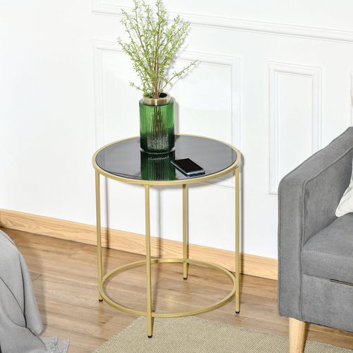 HOMCOM Round Side Table with Gold Metal Base 500 x 56 x 560 mm