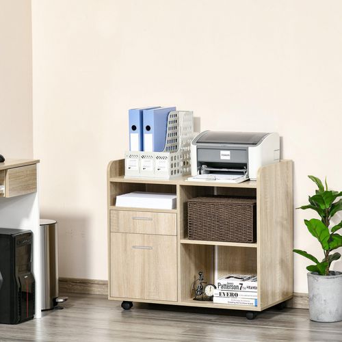 Vinsetto Filing Cabinet Mobile Printer Stand with Adjustable Shelf Brown