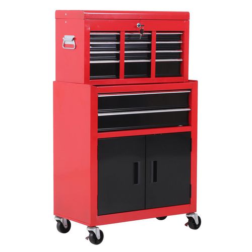 HOMCOM Portable Toolbox Chest Box Garage Red