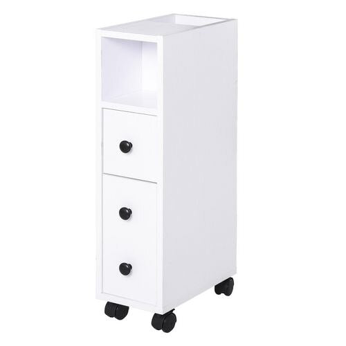 Kleankin Slimline Bathroom Storage Unit with 2 Drawers and 2 Open Compartments White