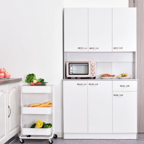 HOMCOM Free Standing Kitchen Cabinet with Adjustable Shelving Options