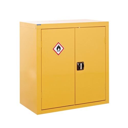 GPC Hazardous Substance Floor Cupboard Double Door with 1 Shelf Yellow 900 x 460 mm