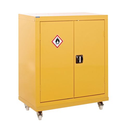 GPC Hazardous Substance Mobile Cupboard Double Door with 2 Shelves Yellow 900 x 460 mm