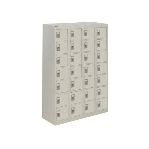 GPC Personal Effect Locker with 28 Compartments Grey Body Grey Doors 1285 x 900 x 380 mm