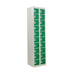 GPC Personal Effect Locker with 20 Compartments Grey Body Green Doors 1800 x 450 x 380 mm