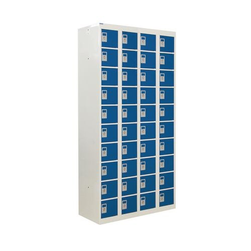 GPC Personal Effect Locker with 40 Compartments Grey Body Blue Doors 1800 x 900 x 380 mm