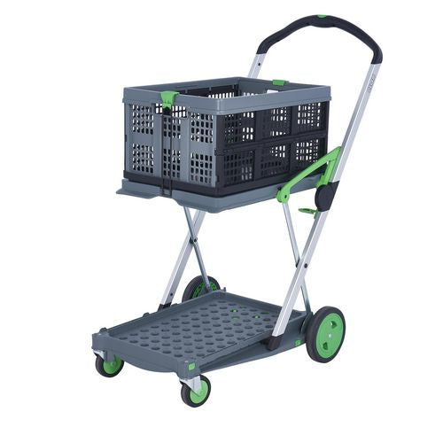 GPC Clever Folding Trolley, GS Approved Safety, with 1 Folding Box, up to 60kg Capacity