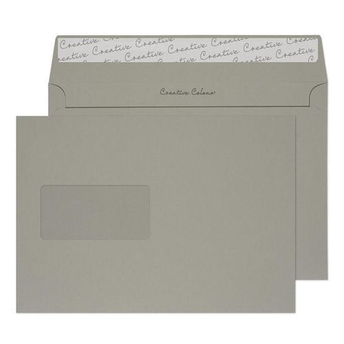 Creative Peel & Seal C5 Coloured Envelope Grey 229 (W) x 162 (H) mm Window 120 gsm Pack of 500