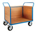 GPC Platform Truck with 3 Veneer Sides 500kg Capacity Blue