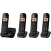 Panasonic Quad Cordless DECT Telephone with Answering Machine KX-TGC424EB Black Pack of 4