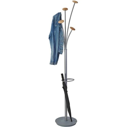 Alba Coat Stand 5 Hooks Silver 38 x 350 x 1870mm