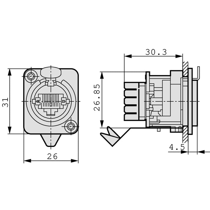 Neutrik Panel mount jack RJ 45 8 Nickel