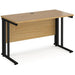 Rectangular Straight Desk Oak Wood Cable Managed Legs Black Maestro 25 1200 x 600 x 725mm