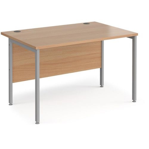 Rectangular Straight Desk Beech Wood H-Frame Legs Silver Maestro 25 1200 x 800 x 725mm