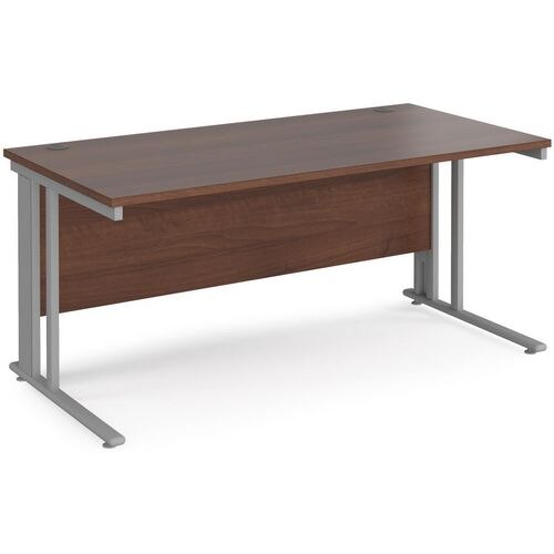 Rectangular Straight Desk Walnut Wood Cantilever Legs Silver Maestro 25 1600 x 800 x 725mm