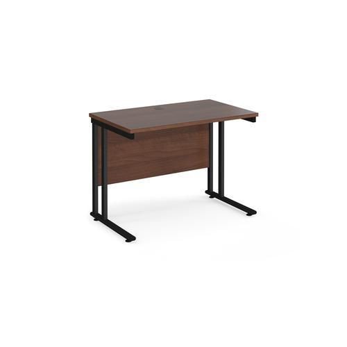 Rectangular Straight Desk with Cantilever Legs Walnut Wood Black Maestro 25 1000 x 600 x 725mm