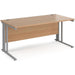 Rectangular Straight Desk Beech Wood Cantilever Legs Silver Maestro 25 1600 x 800 x 725mm