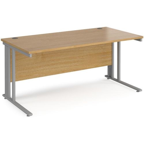 Rectangular Straight Desk Oak Wood Cantilever Legs Silver Maestro 25 1600 x 800 x 725mm