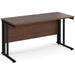 Rectangular Straight Desk Walnut Wood Cable Managed Legs Black Maestro 25 1400 x 600 x 725mm