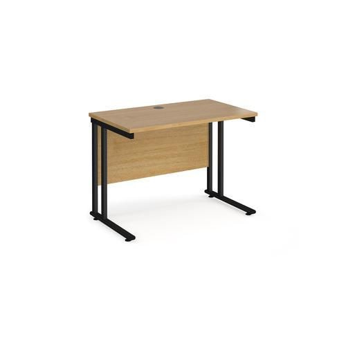 Rectangular Straight Desk with Cantilever Legs Oak Wood Black Maestro 25 1000 x 600 x 725mm