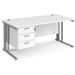 Rectangular Straight Desk White Wood Cable Managed Legs Silver Maestro 25 1600 x 800 x 725mm 3 Drawer Pedestal