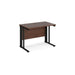 Rectangular Straight Desk Walnut Wood Cable Managed Legs Black Maestro 25 1000 x 600 x 725mm