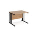 Rectangular Straight Desk Beech Wood Cable Managed Legs Black Maestro 25 1000 x 800 x 725mm