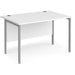 Rectangular Straight Desk White Wood H-Frame Legs Silver Maestro 25 1200 x 800 x 725mm