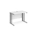 Rectangular Straight Desk White Wood Cable Managed Legs Silver Maestro 25 1000 x 600 x 725mm