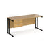 Rectangular Straight Desk with 2 Drawer Pedestal Oak Wood Cantilever Legs Black Maestro 25 1600 x 600 x 725mm