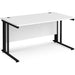 Rectangular Straight Desk White Wood Cable Managed Legs Black Maestro 25 1400 x 800 x 725mm