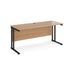 Rectangular Straight Desk with Cantilever Legs Beech Wood Black Maestro 25 1600 x 600 x 725mm